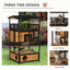 PawHut Wooden Outdoor Cat House, Feral Cat Shelter Kitten Tree with Asphalt Roof, Escape Doors, Condo, Jumping Platform, Yellow