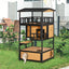 PawHut Wooden Outdoor Cat House, Feral Cat Shelter Kitten Tree with Asphalt Roof, Escape Doors, Condo, Jumping Platform, Yellow