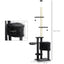 PawHut Adjustable Height Floor-To-Ceiling Vertical Cat Tree with Carpet Platforms, Condo & Rope Scratching Areas, Dark Grey