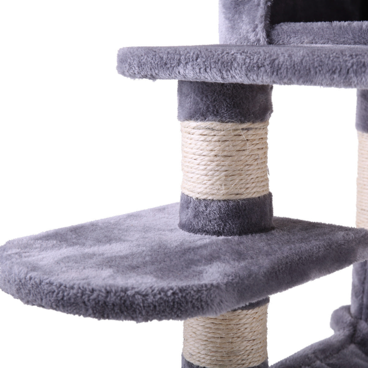 Multi-Level Cat Condo with Hammock & Scratching Posts for Kittens Tall Cat Climbing Stand with Plush Toys - light gray